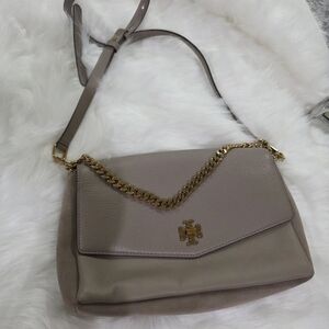 Tory Burch Gray Crossbody Bag with Gold Chain